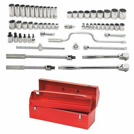 WILLIAMS Socket/Tool Set, 57 Pieces, 12-Point, 1/2 Inch Dr JHWWSS-57F